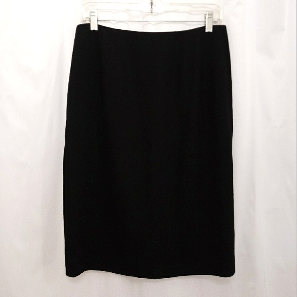 Linda Allard By Ellen Tracy 100% Wool Crepe Blk Pencil Skirts